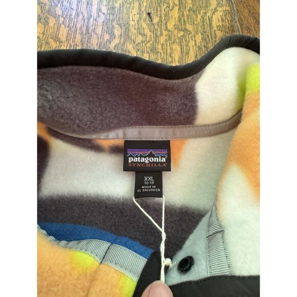 Patagonia Kid's Lightweight Synchilla Snap-T Frontera Endless Blue XXL 16-18 NWT - Picture 5 of 7